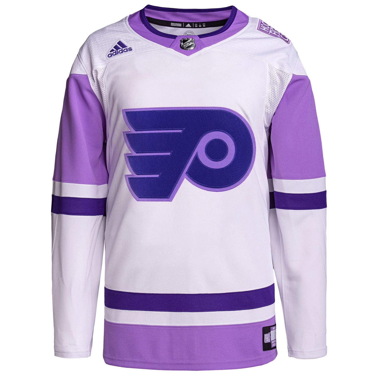 Philadelphia Flyers adidas Hockey Fights Cancer Primegreen Authentic Blank Practice Jersey - White/Purple